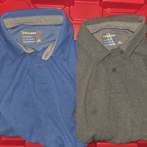 Twillory XL Polo Shirt Lot Athleisure Athlounger Performance Blue Gray